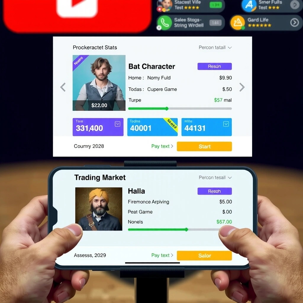 Gaming interface showing RPG and trading elements